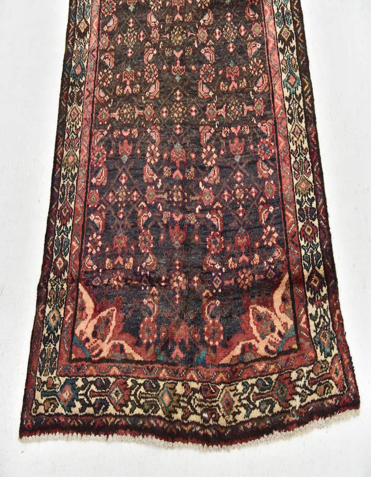 Detail image of 3' 9 x 10' 4 Hand Knotted Hossainabad Persian Wool Runner Rug