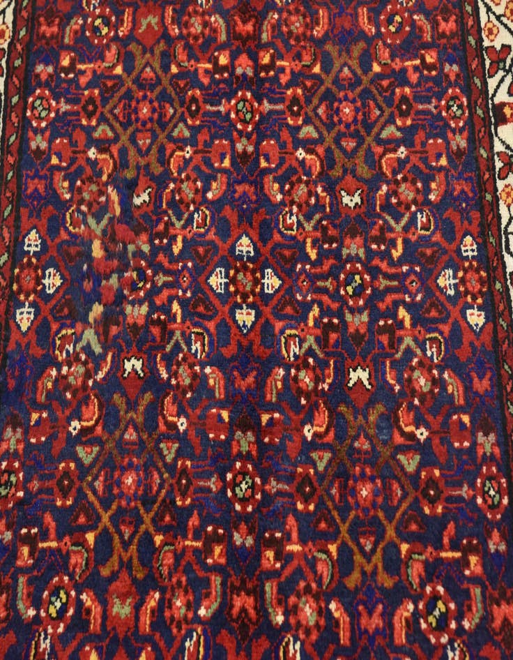 Detail image of  3' 6 x 9' 10  Hand Knotted Hossainabad Persian Wool Runner Rug