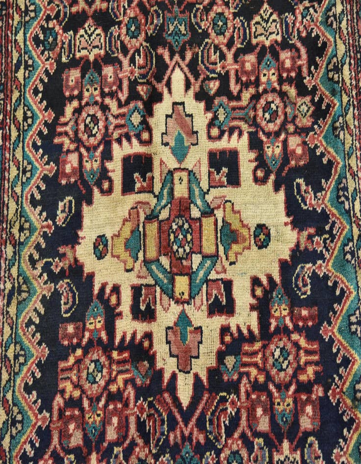 Detail image of  3' 8 x 11' 4  Hand Knotted Hossainabad Persian Wool Runner Rug