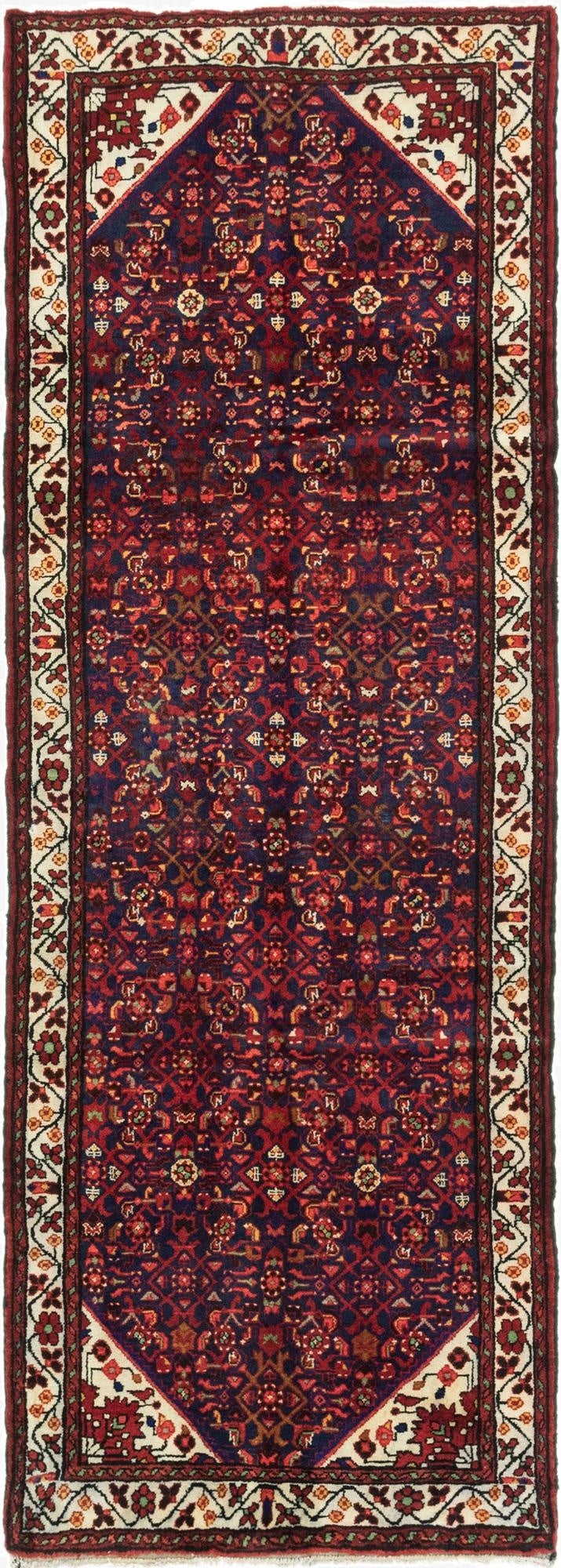  3' 6 x 9' 10  Hand Knotted Hossainabad Persian Wool Runner Rug