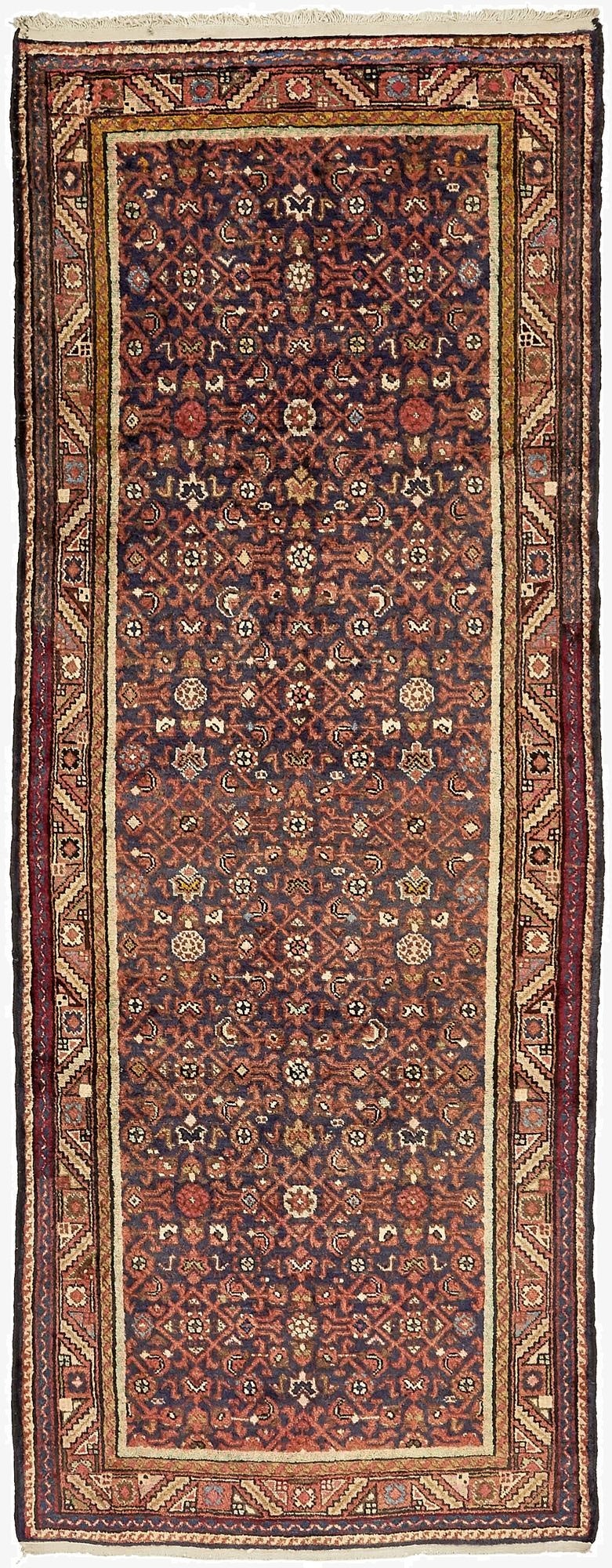  3' 7 x 9' 7  Hand Knotted Hossainabad Persian Wool Runner Rug