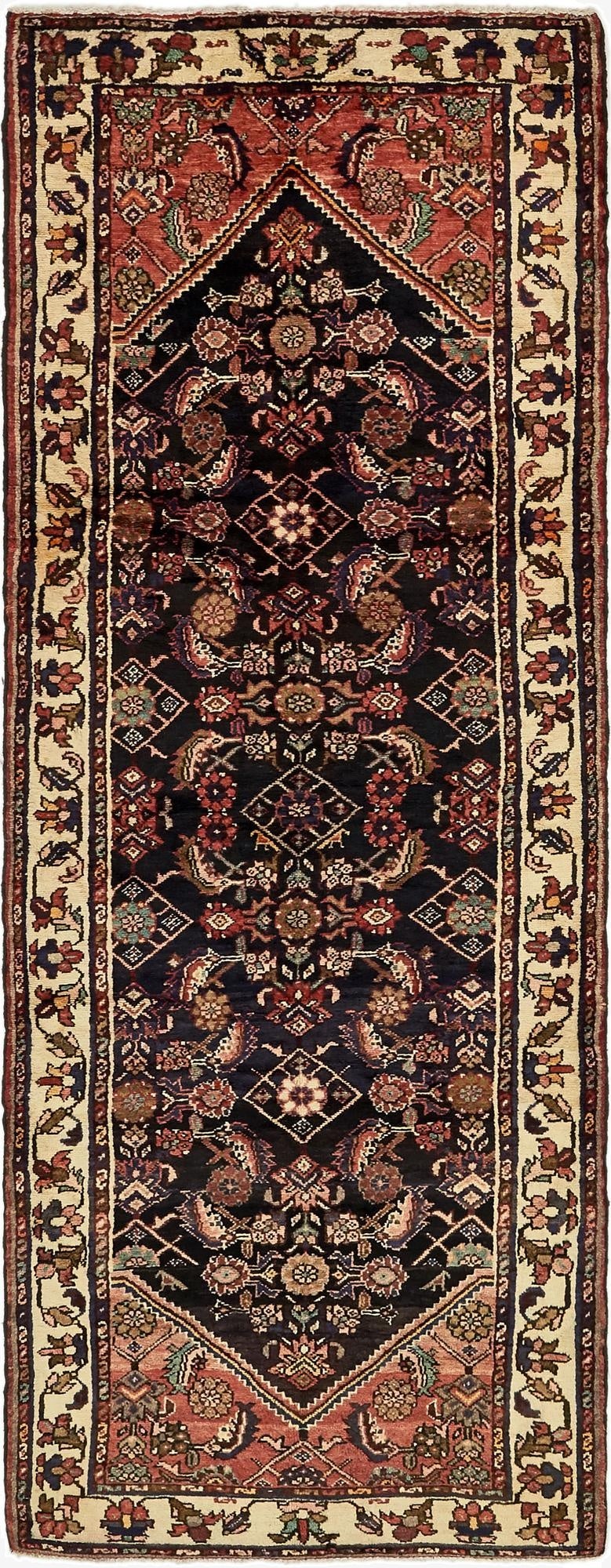  3' 8 x 10'  Hand Knotted Hossainabad Persian Wool Runner Rug