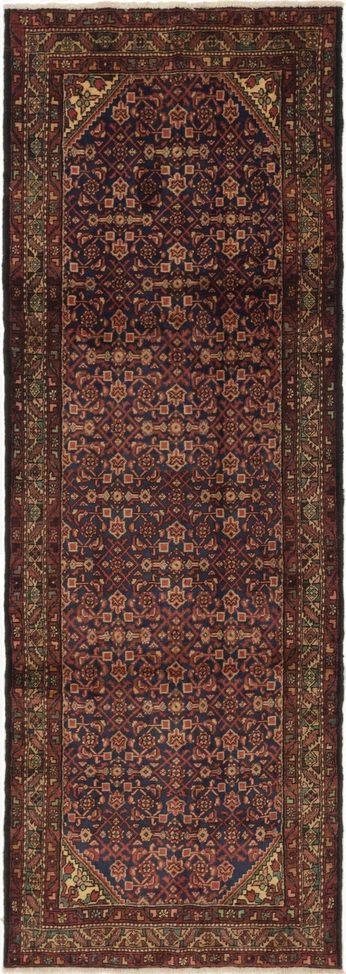  3' 8 x 10' 2  Hand Knotted Hossainabad Persian Wool Runner Rug