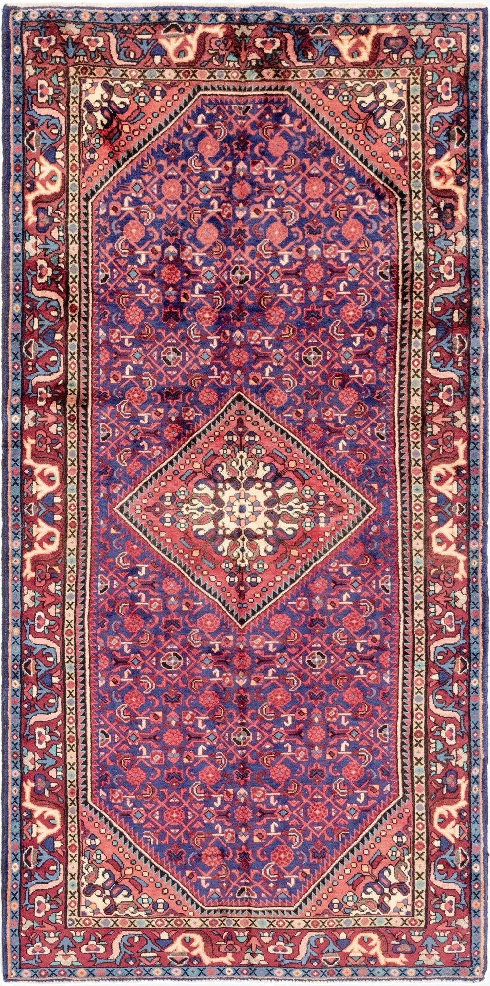  4' 10 x 10' 2  Hand Knotted Hossainabad Persian Wool Runner Rug