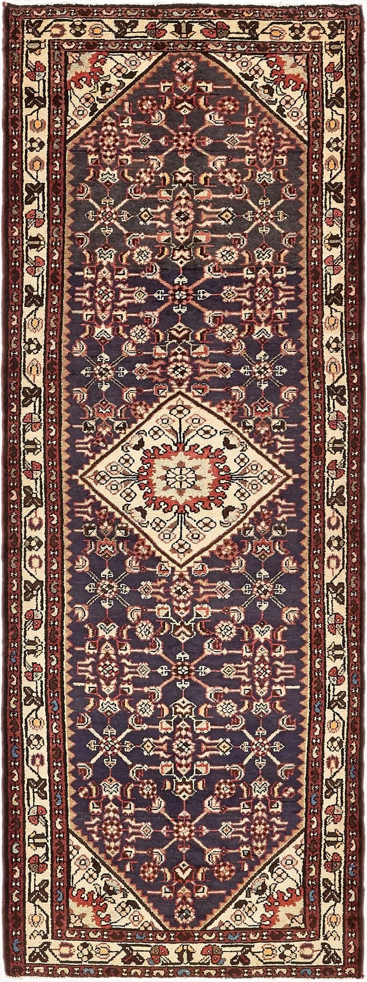  3' 6 x 10'  Hand Knotted Hossainabad Persian Wool Runner Rug