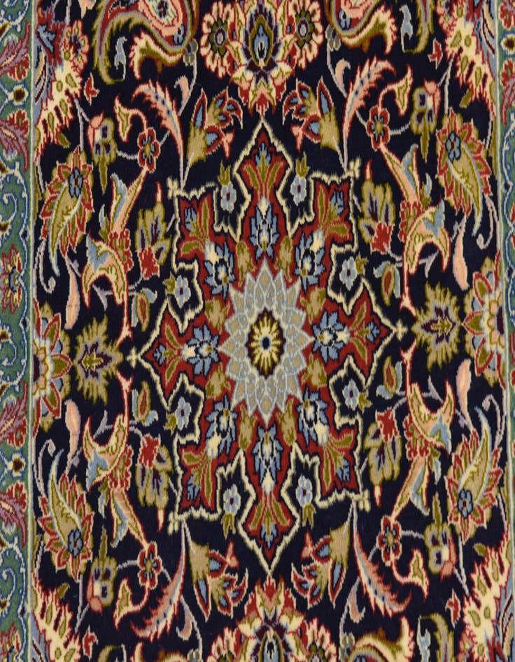 Detail image of  2' 1 x 9' 11  Hand Knotted Isfahan Persian Runner Rug