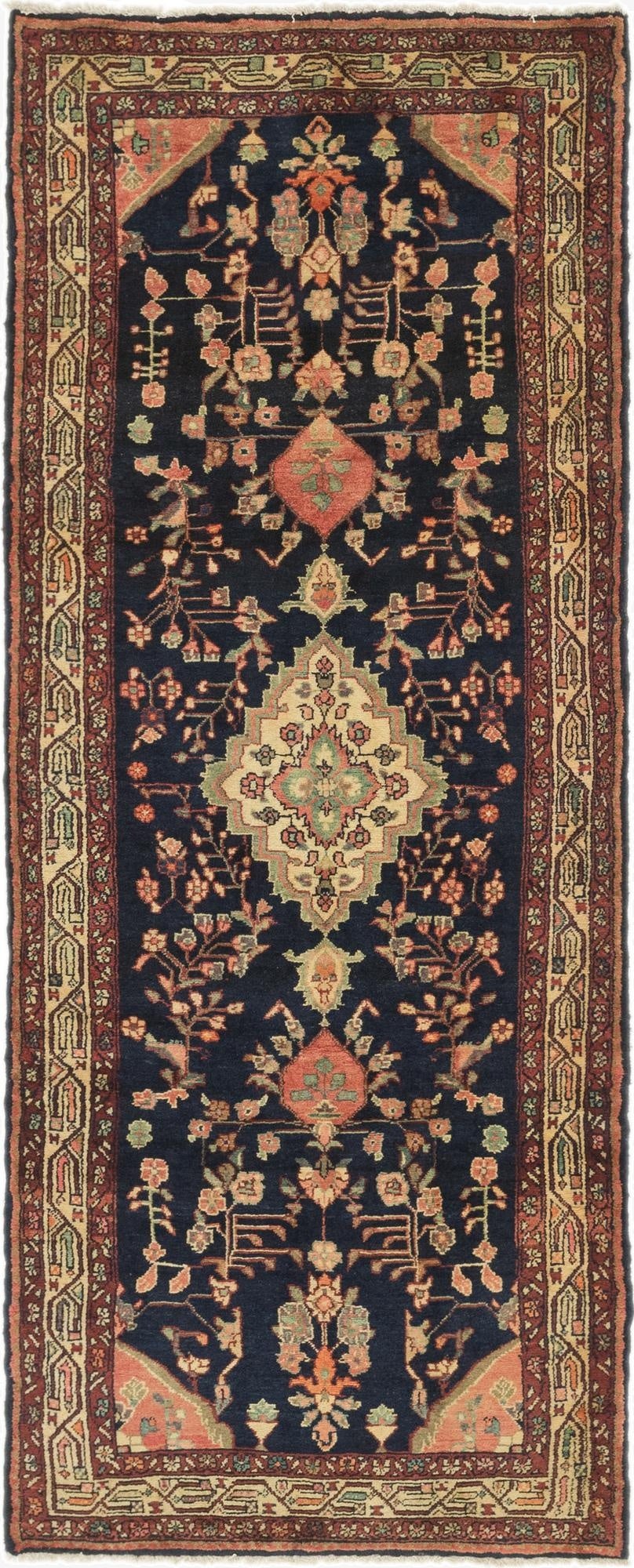  3' 10 x 9' 6  Hand Knotted Jozan Persian Wool Runner Rug