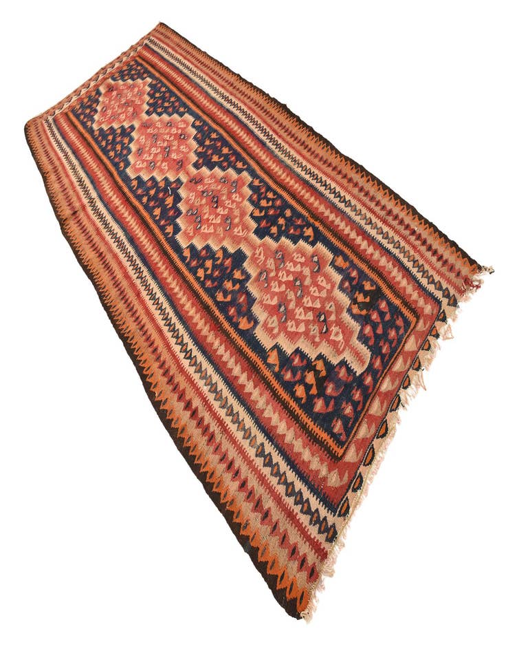 Detail image of  4' 5 x 9' 2  Hand Woven Kilim Fars Wool Runner Rug