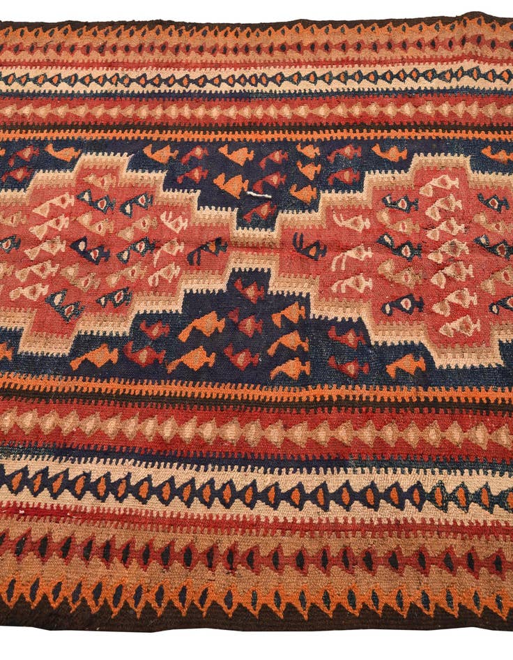 Detail image of  4' 5 x 9' 2  Hand Woven Kilim Fars Wool Runner Rug