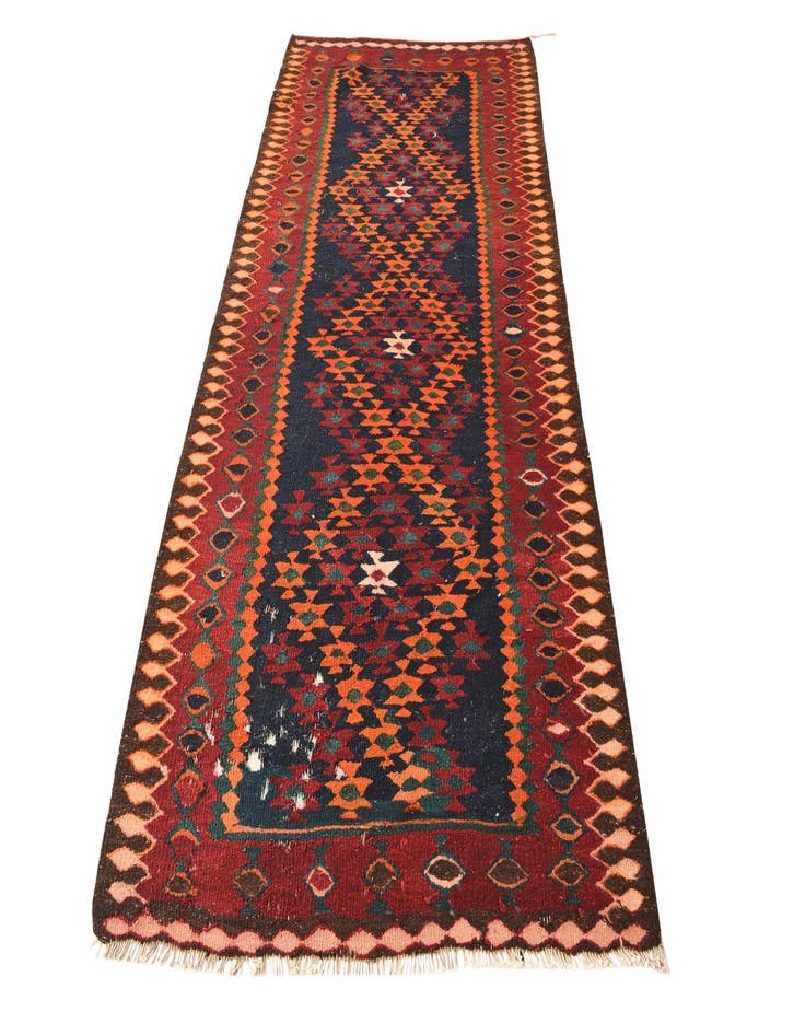 Detail image of  4' 3 x 8' 10  Hand Woven Kilim Fars Wool Runner Rug