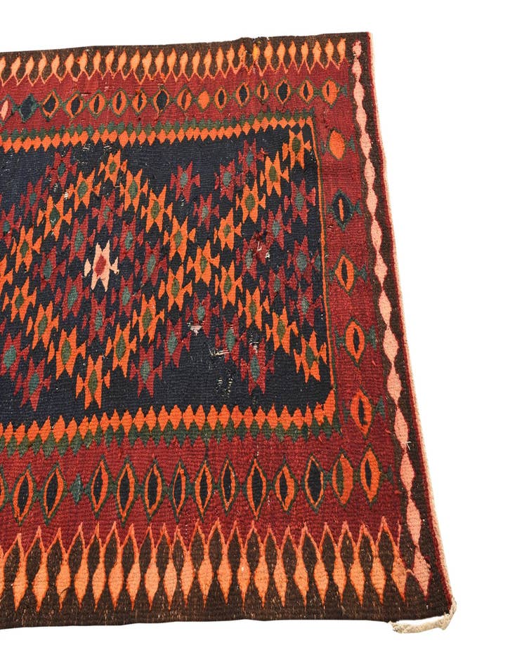 Detail image of  4' 3 x 8' 10  Hand Woven Kilim Fars Wool Runner Rug