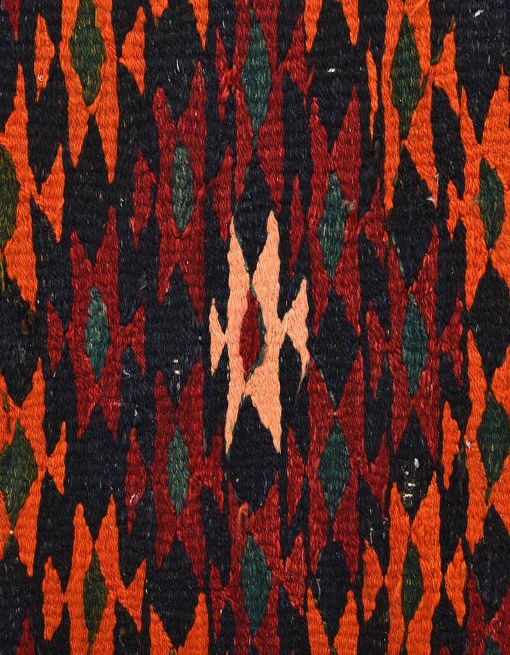 Detail image of  4' 3 x 8' 10  Hand Woven Kilim Fars Wool Runner Rug