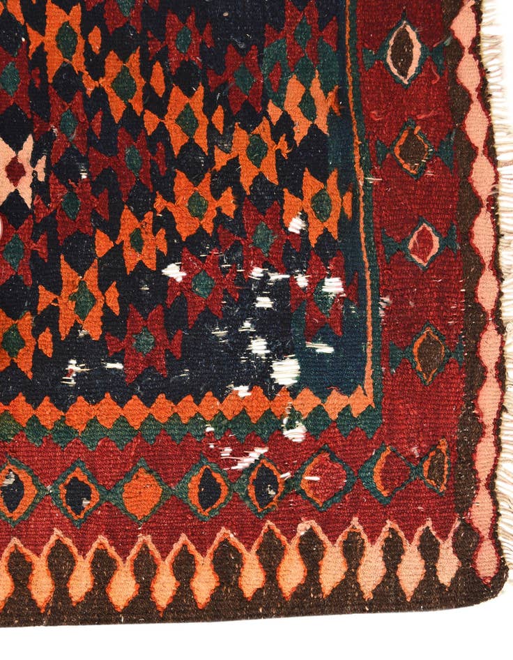 Detail image of  4' 3 x 8' 10  Hand Woven Kilim Fars Wool Runner Rug