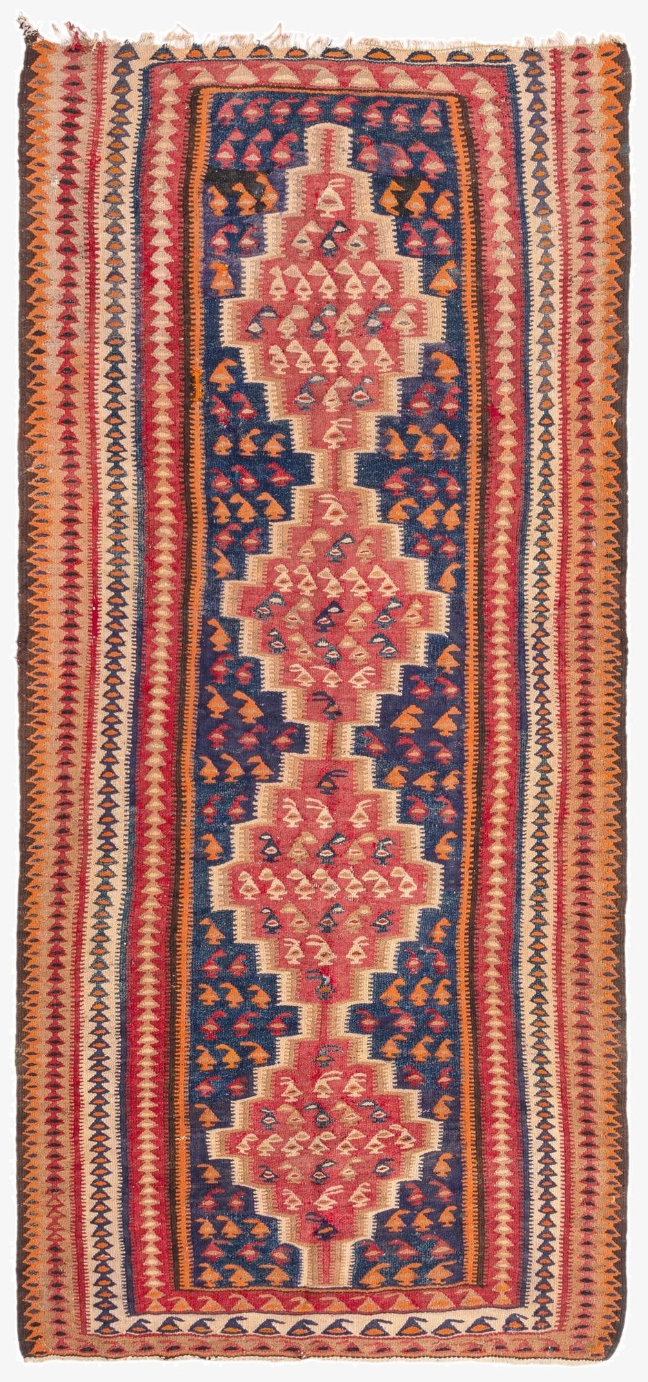  4' 5 x 9' 2  Hand Woven Kilim Fars Wool Runner Rug