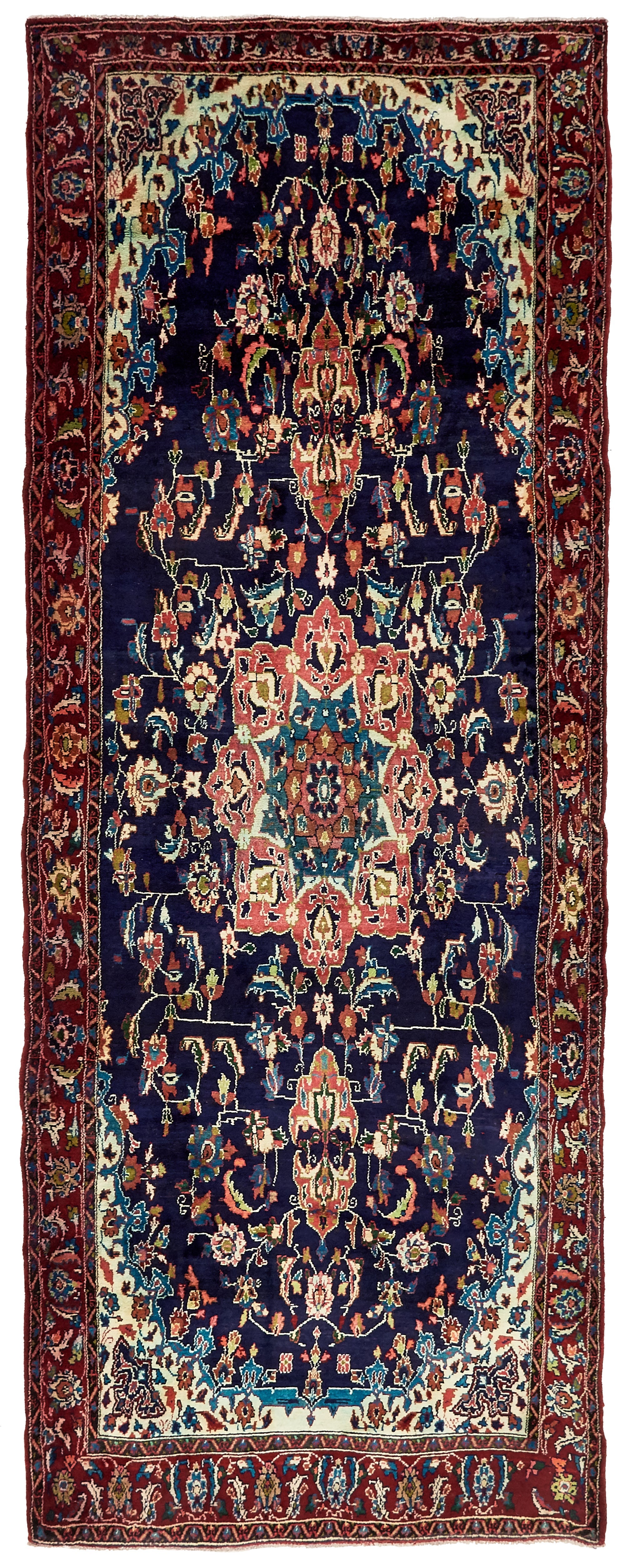  5' x 13' 2  Hand Knotted Koliaei Persian Wool Runner Rug
