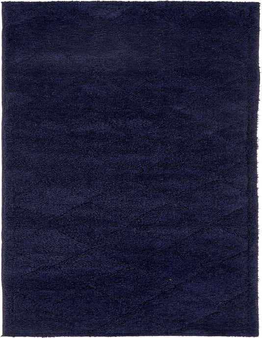 A 10 ft navy blue runner rug with a subtle high-low textured pile, suitable for a hallway.