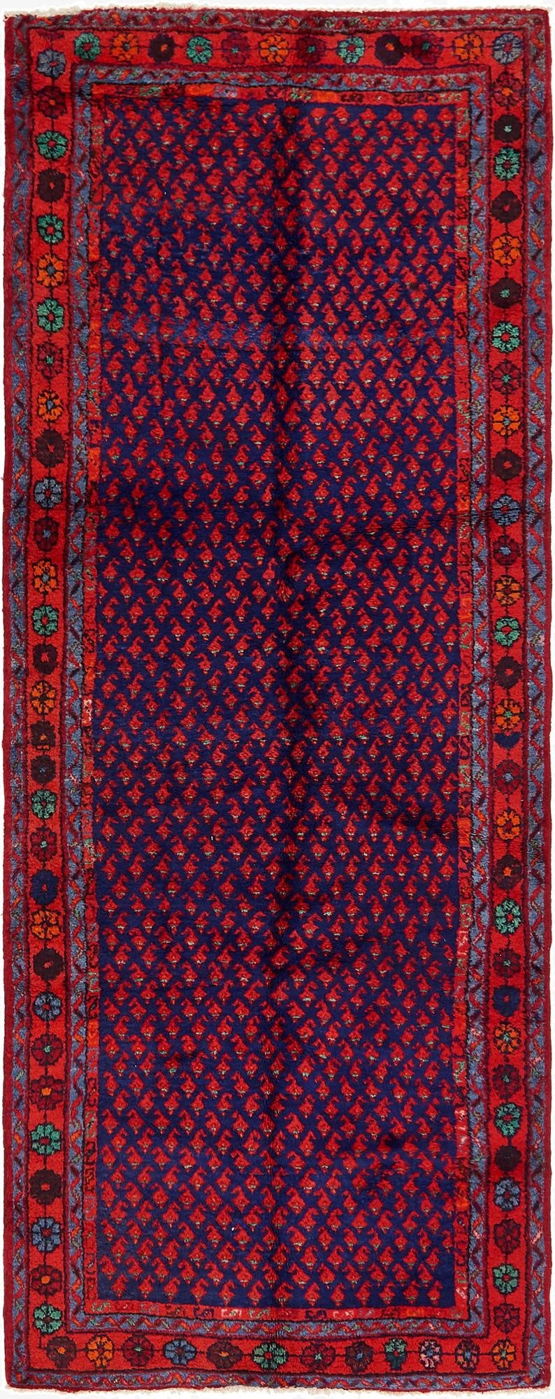  3' 8 x 9' 8  Hand Knotted Mahal Persian Wool Runner Rug