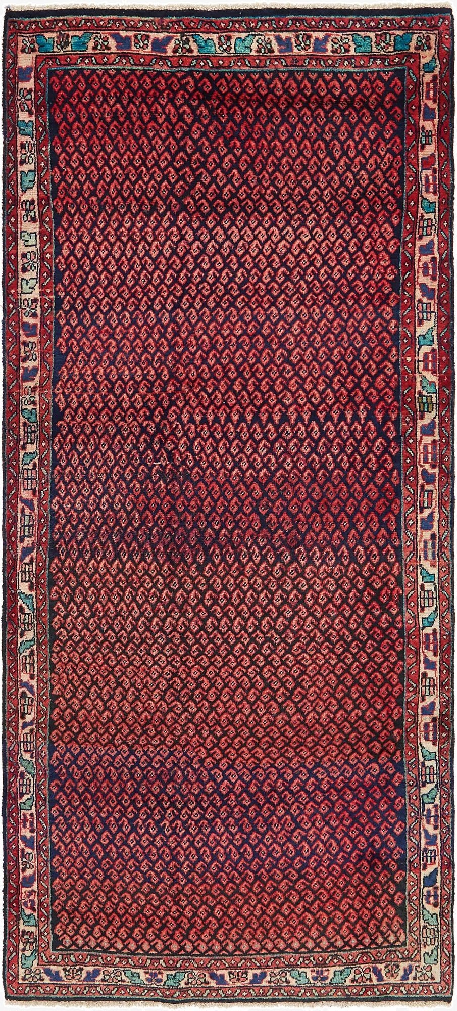  4' 2 x 9' 9  Hand Knotted Mahal Persian Wool Runner Rug