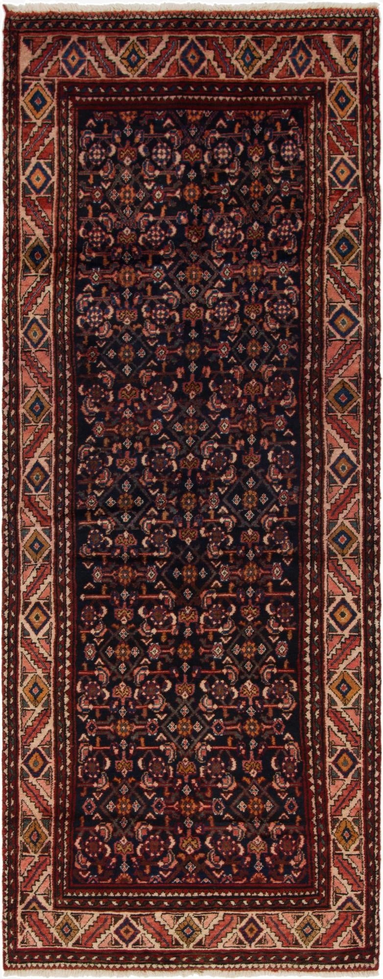 3' 8 x 10' 2  Hand Knotted Malayer Persian Wool Runner Rug