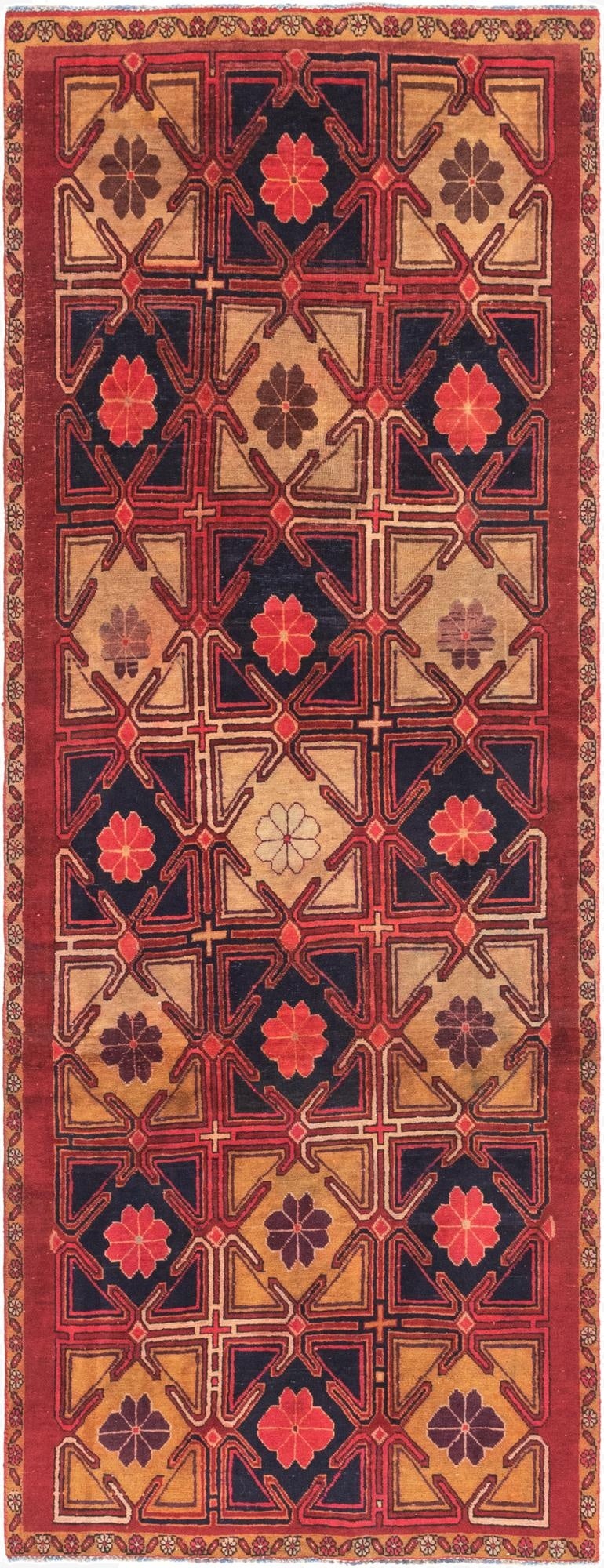  3' 8 x 9' 8  Hand Knotted Meshkin Persian Wool Runner Rug