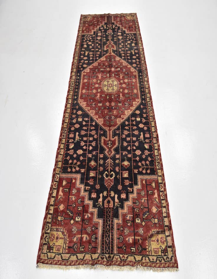 Detail image of 3' 8 x 9' 3 Hand Knotted Nahavand Persian Wool Runner Rug