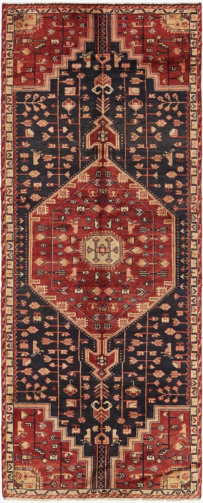  3' 8 x 9' 3  Hand Knotted Nahavand Persian Wool Runner Rug