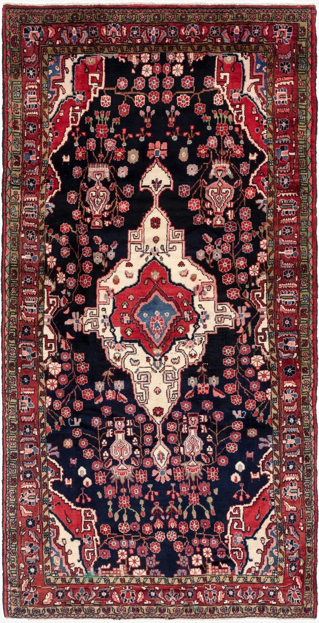  4' 8 x 10'  Hand Knotted Nahavand Persian Wool Runner Rug