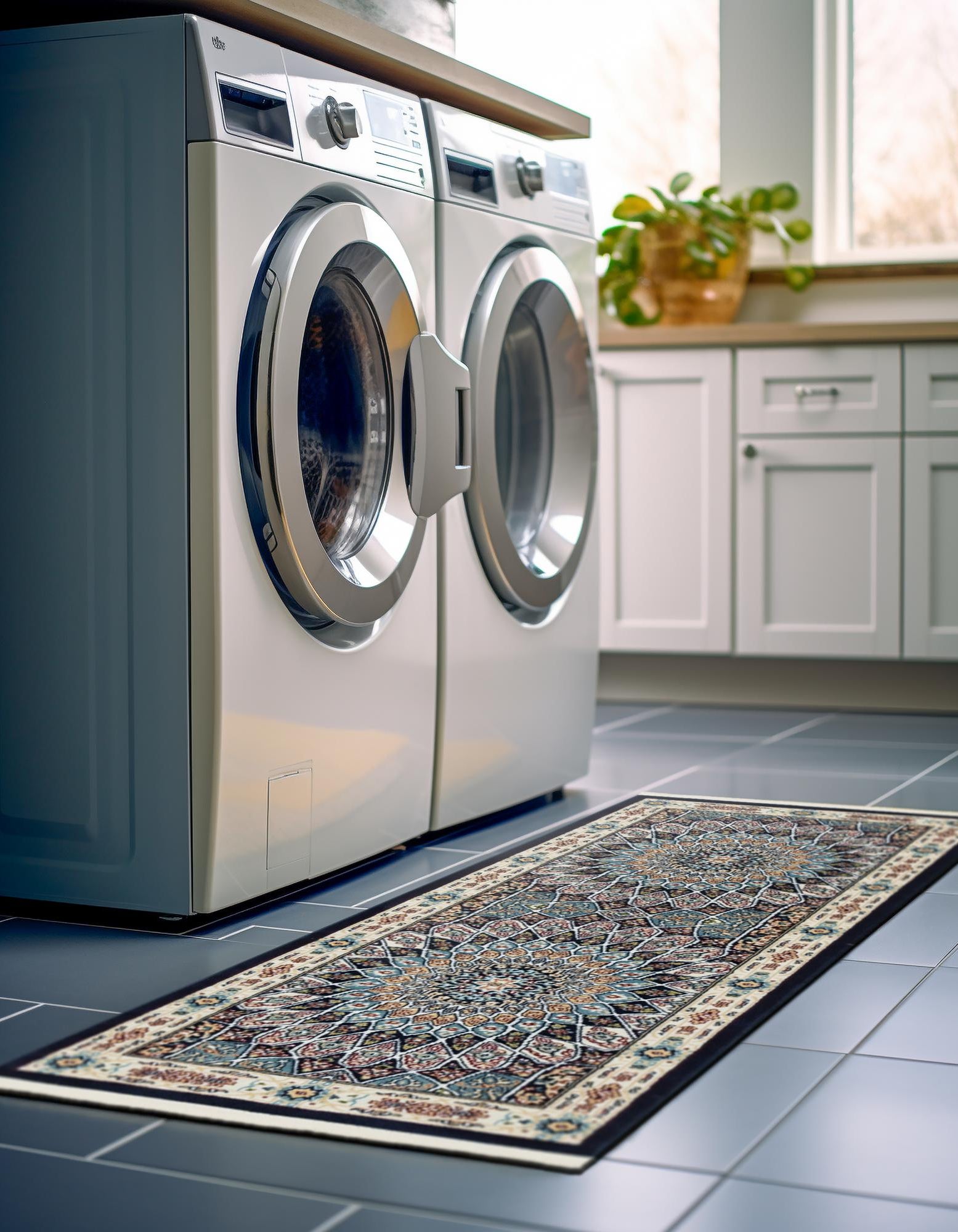 Navy Blue 2' 6 x 8' Nain Design Runner Rug | Rugs.com