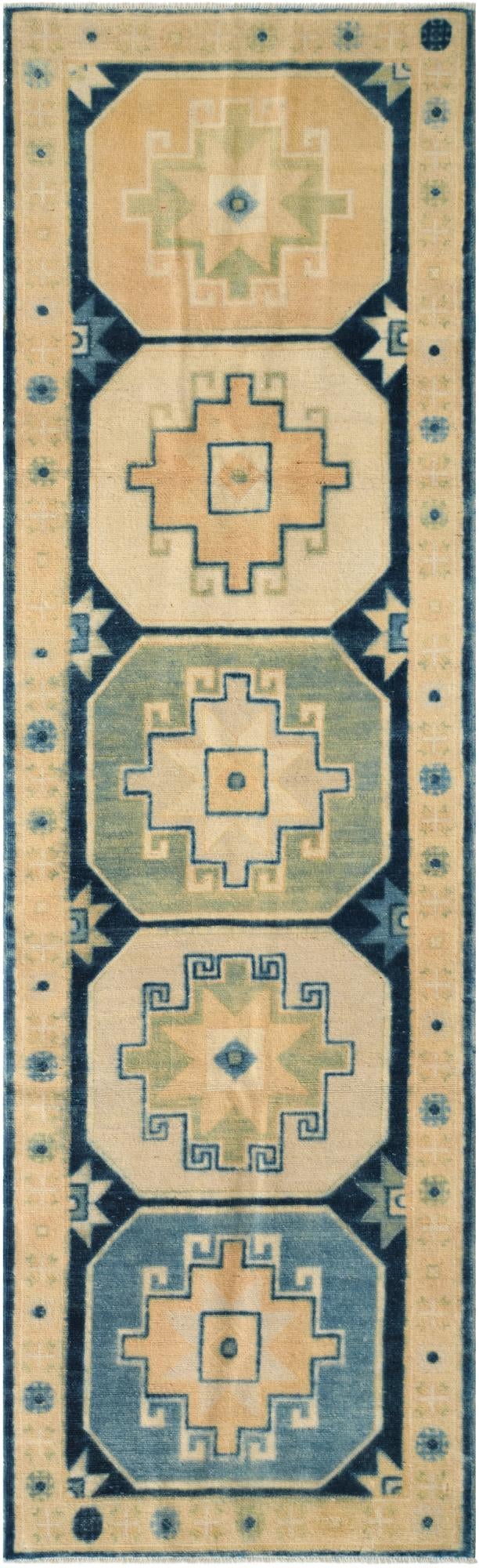  3' x 9' 11  Hand Knotted Oushak Wool Runner Rug