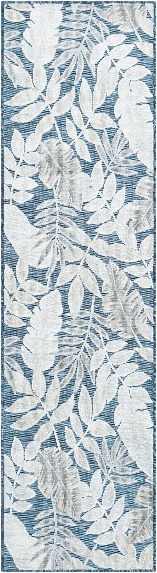  2' 2 x 8'  Washable Botanical Indoor / Outdoor Runner Rug