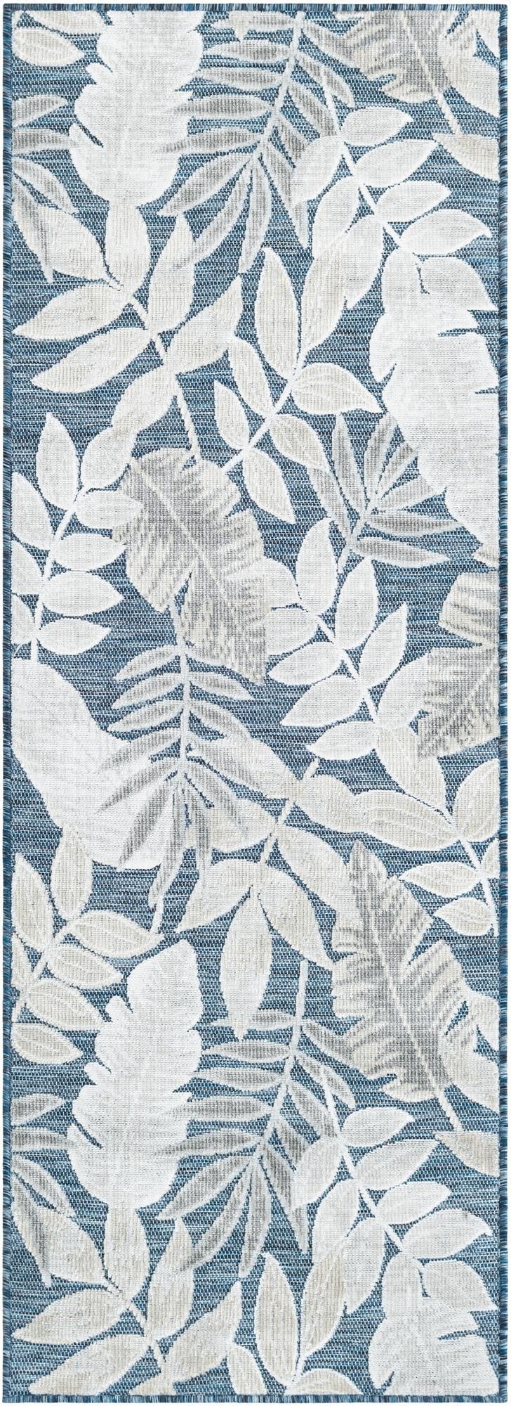  2' 2 x 6'  Washable Botanical Indoor / Outdoor Runner Rug