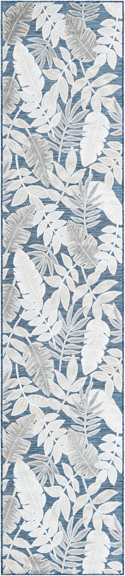  2' 7 x 12'  Washable Botanical Indoor / Outdoor Runner Rug