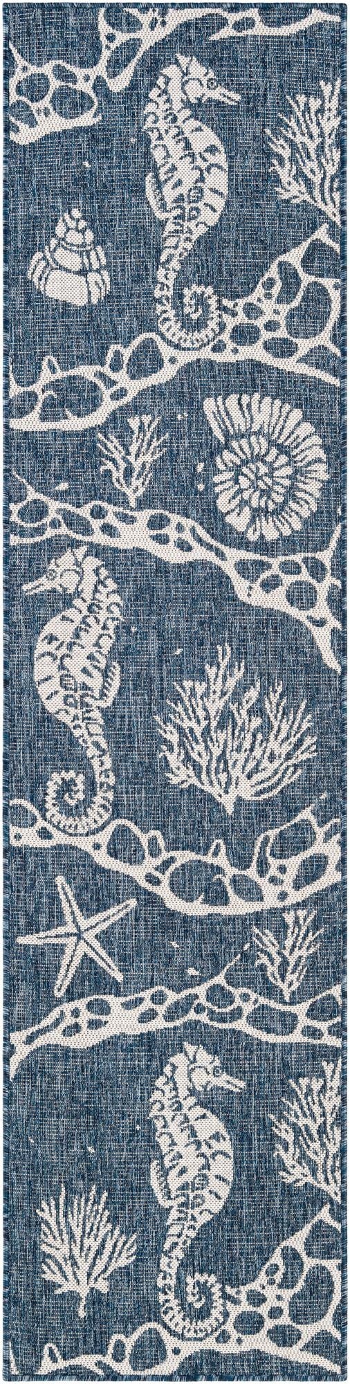  2' x 8'  Washable Coastal Indoor / Outdoor Runner Rug