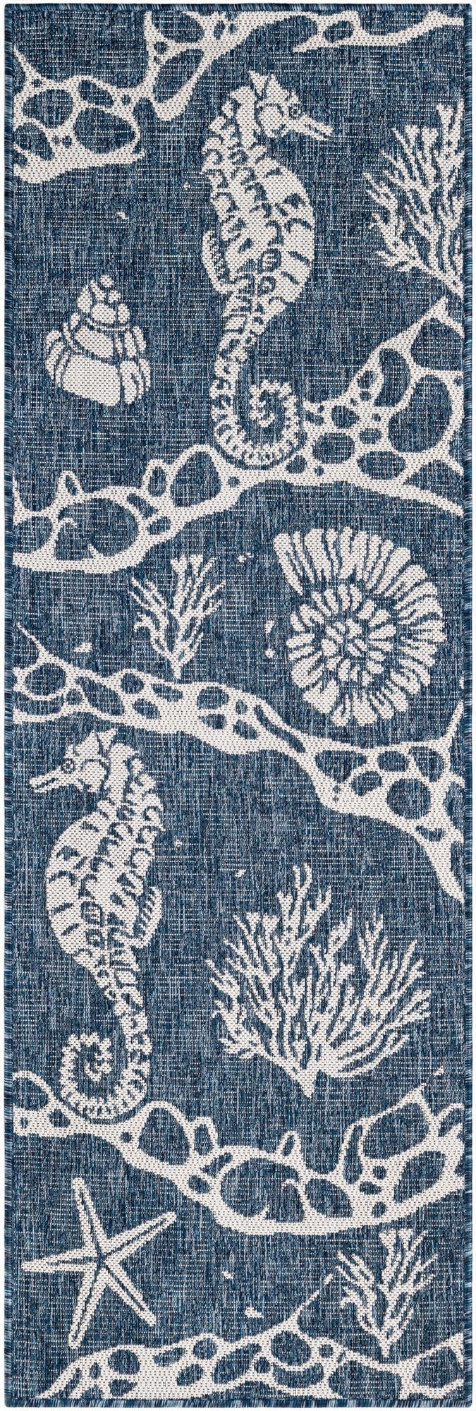  2' x 6'  Washable Coastal Indoor / Outdoor Runner Rug