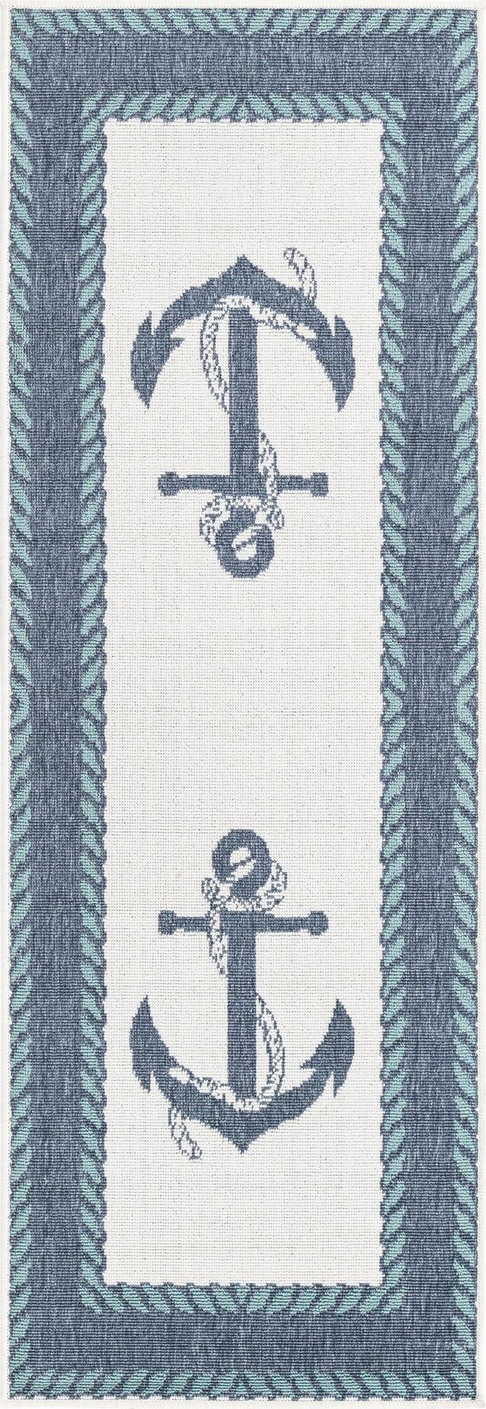 Primary image  2' x 6'  Washable Coastal Indoor / Outdoor Runner Rug