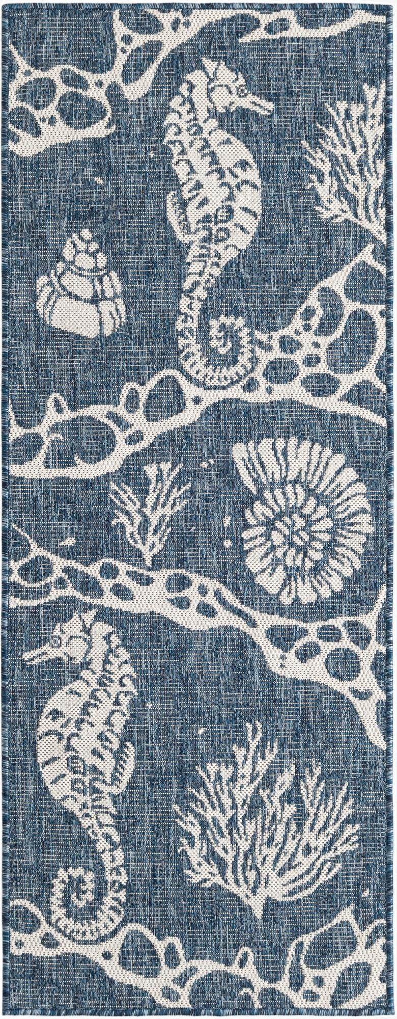  2' x 5' 3  Washable Coastal Indoor / Outdoor Runner Rug