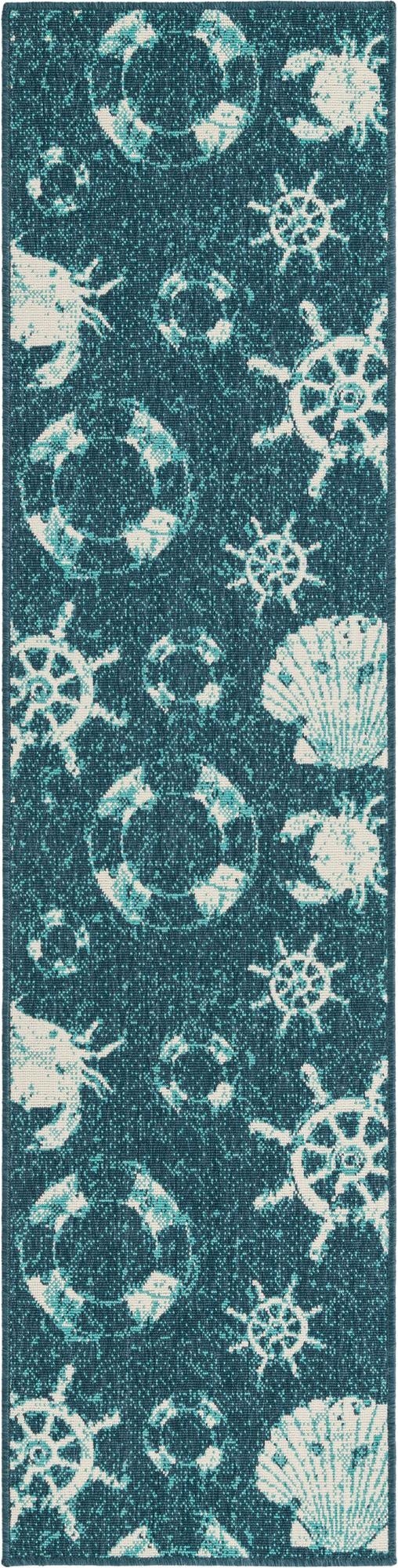 2' x 8'  Washable Coastal Indoor / Outdoor Runner Rug