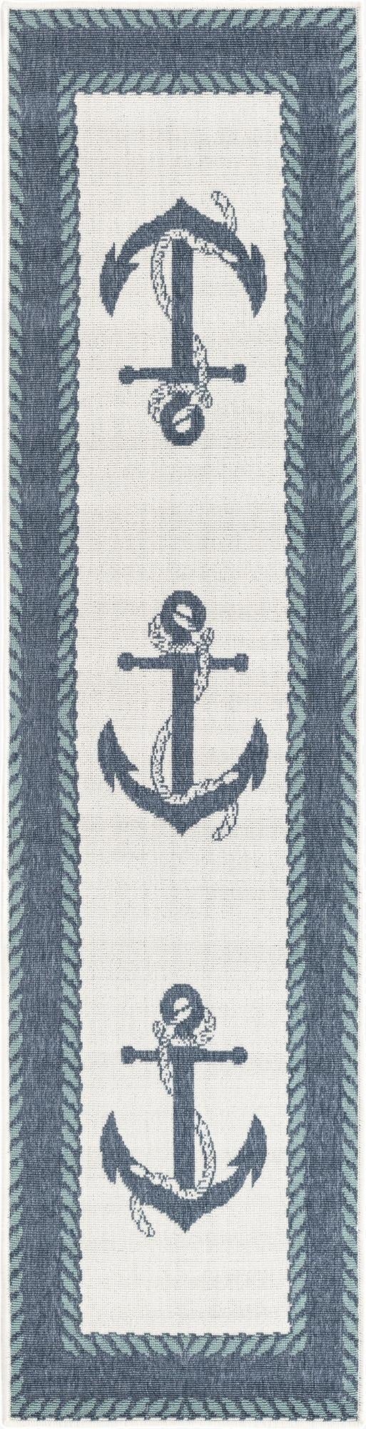 Primary image  2' x 8'  Washable Coastal Indoor / Outdoor Runner Rug