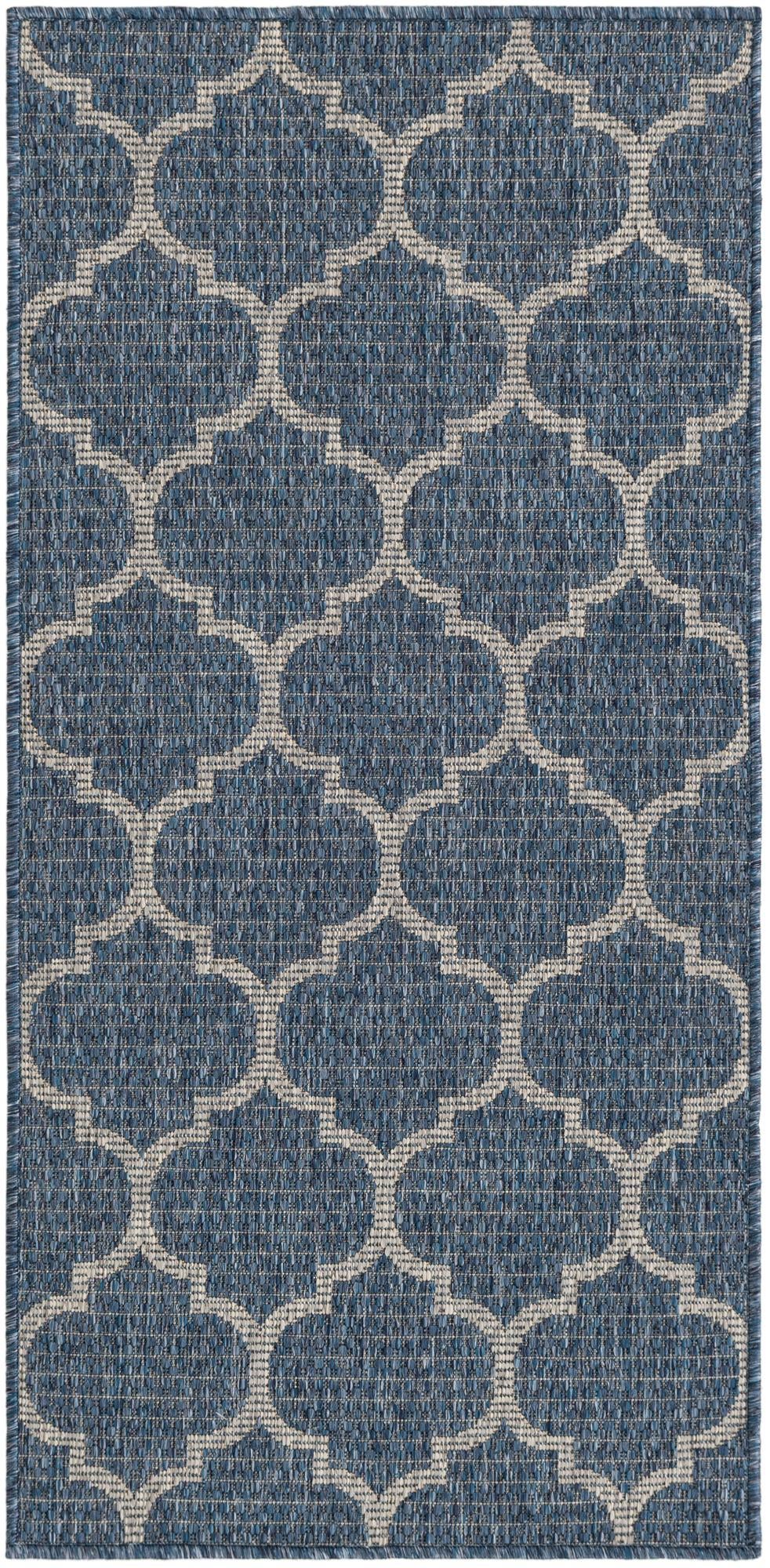 2' x 4'  Washable Lattice Indoor / Outdoor Runner Rug
