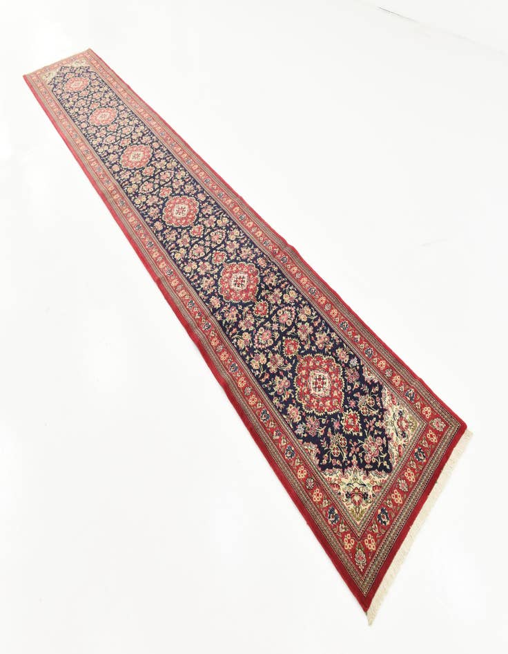 Detail image of  2' 7 x 16' 2  Hand Knotted Qom Persian Wool Runner Rug