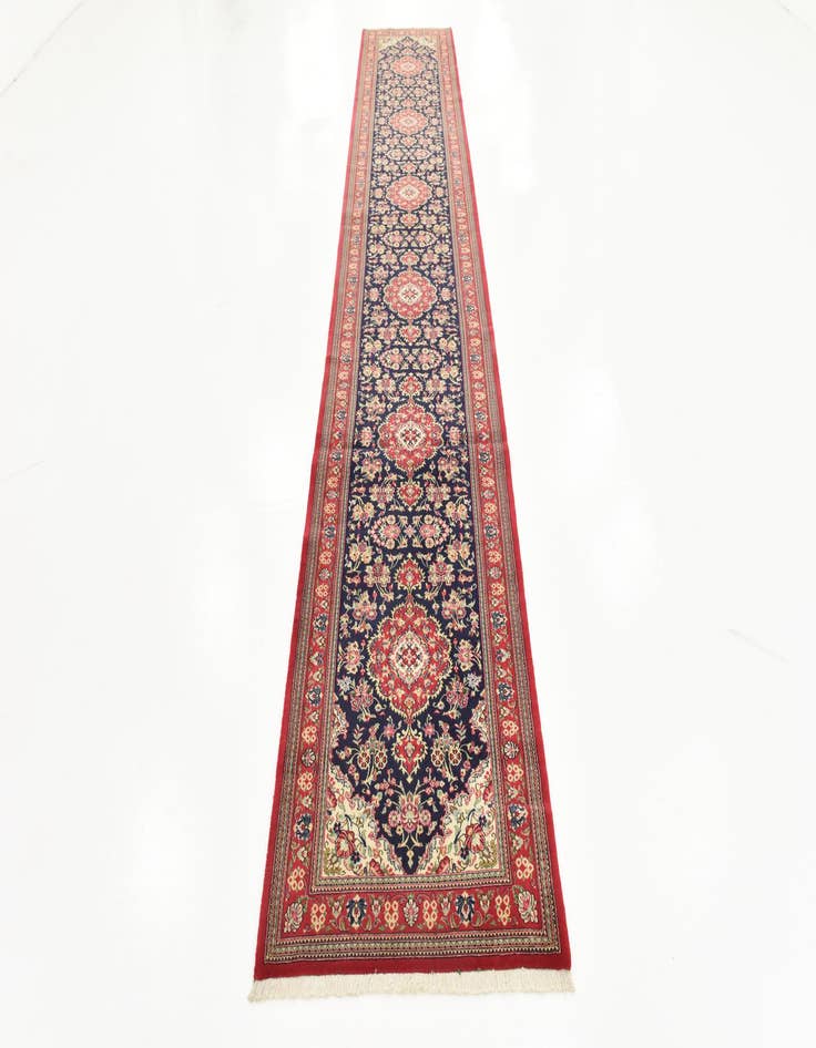 Detail image of  2' 7 x 16' 2  Hand Knotted Qom Persian Wool Runner Rug