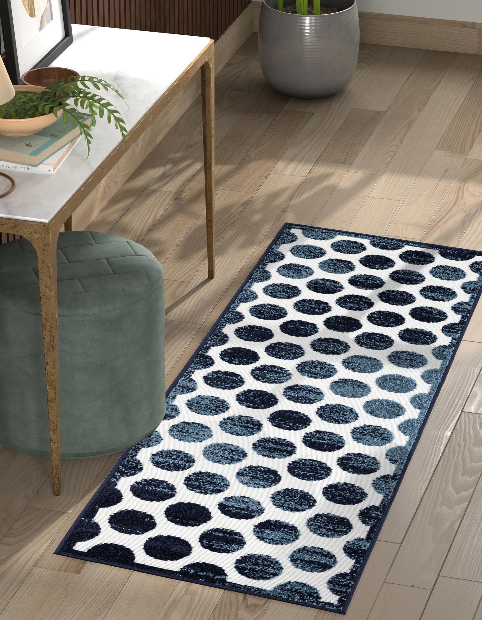 Navy Blue 2' 7 x 10' Sabrina Soto Indoor / Outdoor Runner Rug | Rugs.com