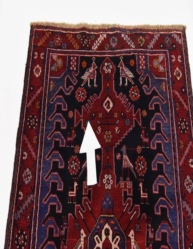 Detail image of 4' 3 x 9' 9 Hand Knotted Saveh Persian Wool Runner Rug