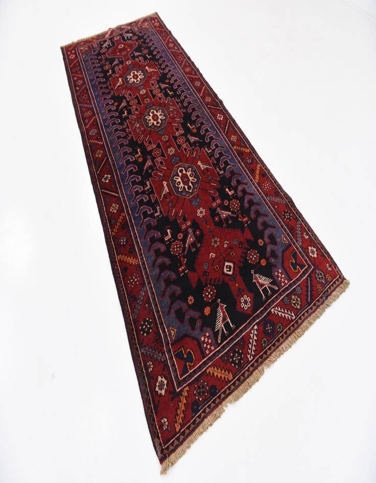 Detail image of 4' 3 x 9' 9 Hand Knotted Saveh Persian Wool Runner Rug