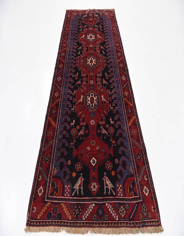 Detail image of 4' 3 x 9' 9 Hand Knotted Saveh Persian Wool Runner Rug