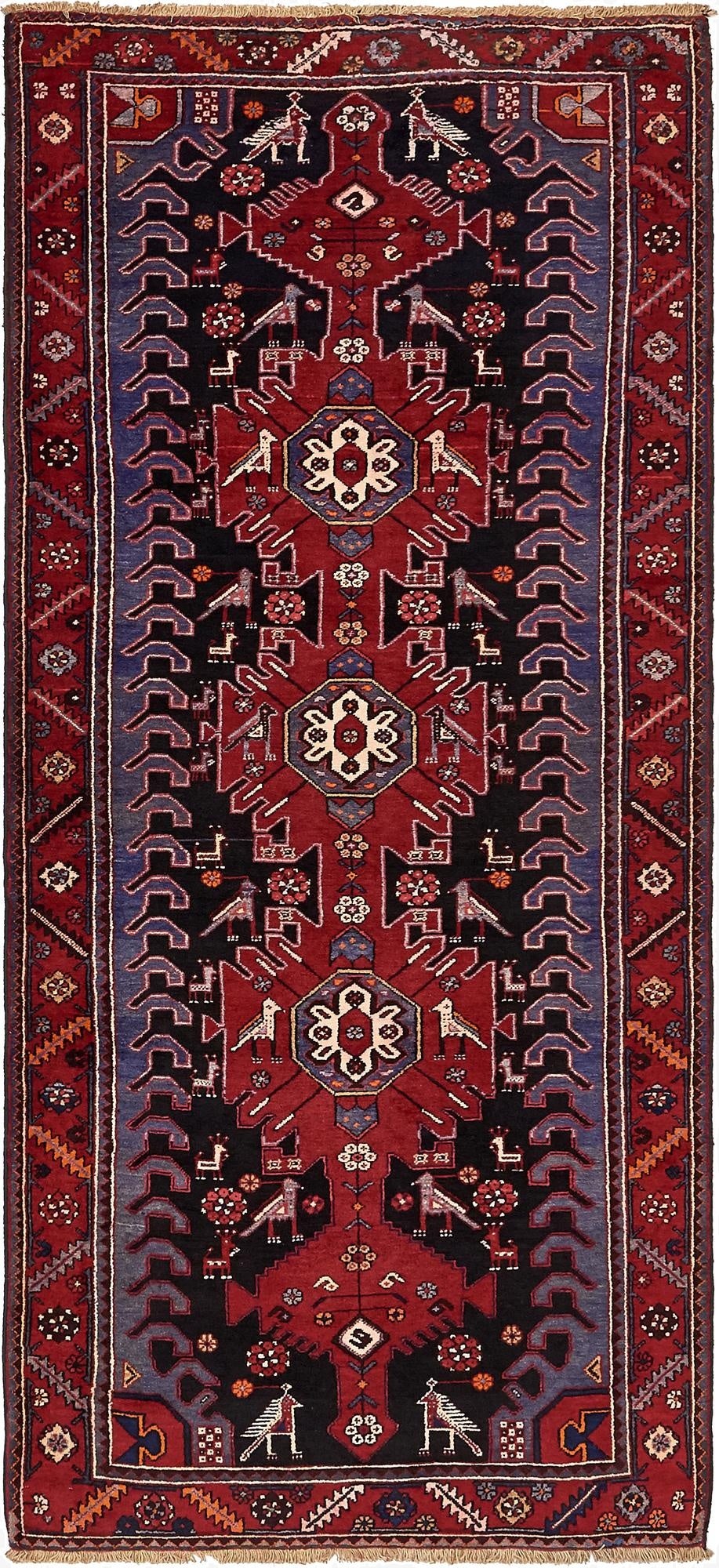  4' 3 x 9' 9  Hand Knotted Saveh Persian Wool Runner Rug