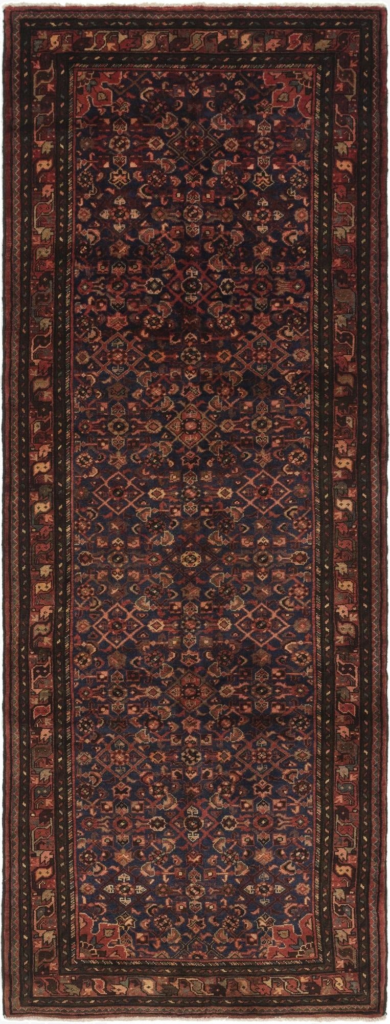 4' x 10' 10  Hand Knotted Shahsavand Persian Wool Runner Rug