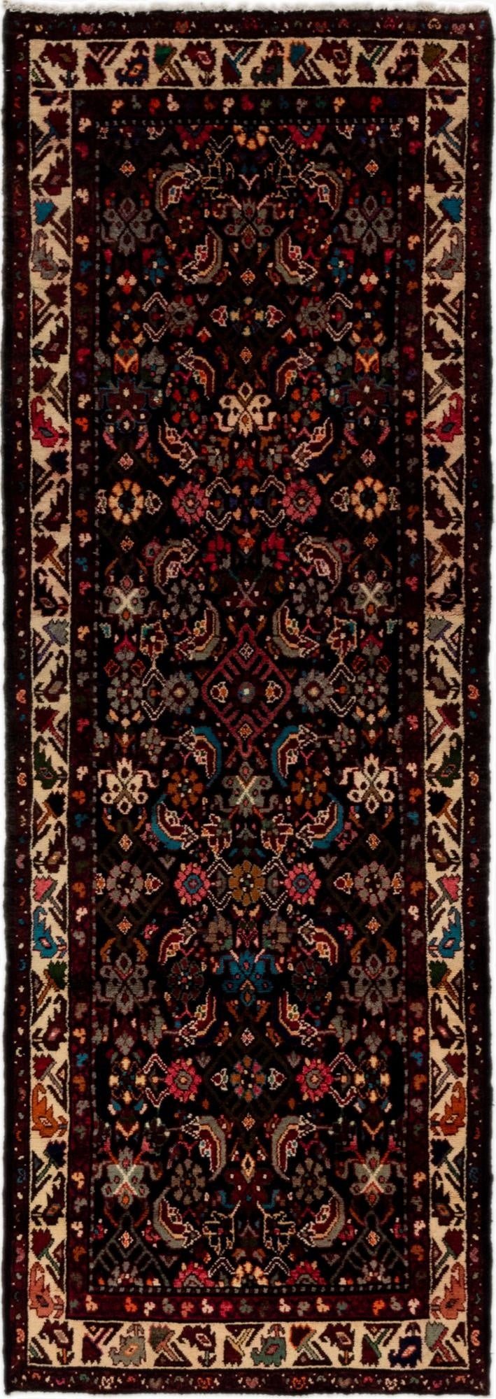  3' 4 x 9' 7  Hand Knotted Shahsavand Persian Wool Runner Rug