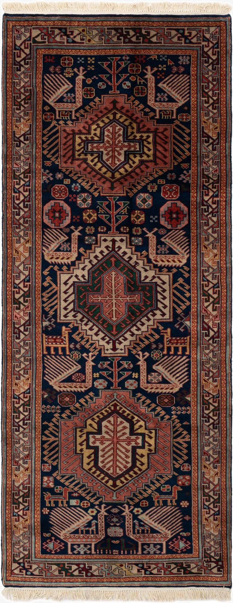  3' 10 x 9' 8  Hand Knotted Shirvan Wool Runner Rug