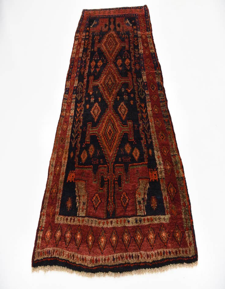 Detail image of  4' 5 x 9'  Hand Knotted Sirjan Persian Wool Runner Rug